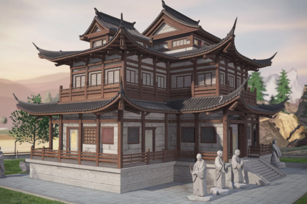 Shaolin Temple 3D Model Front View